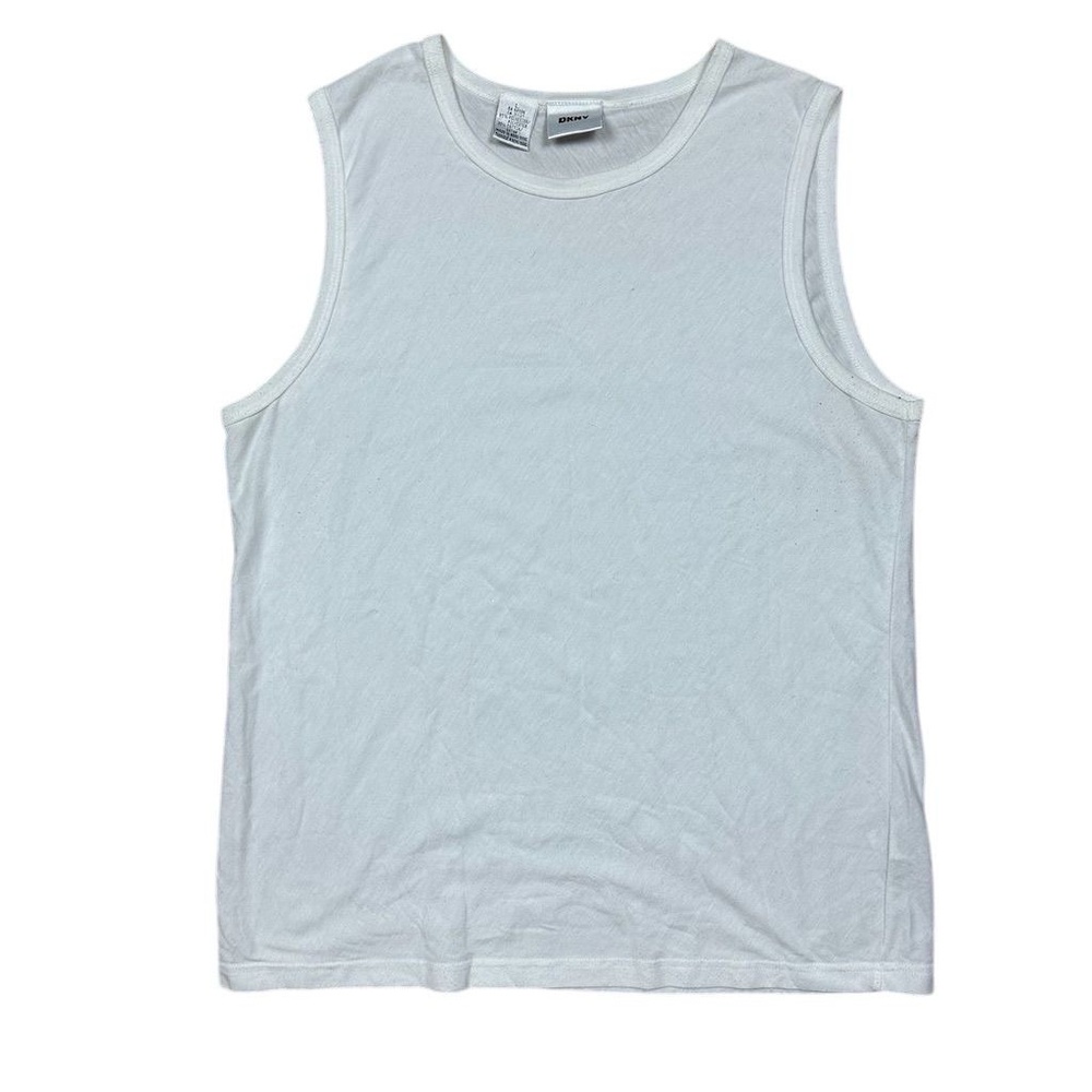 DKNY Women's White Sleeveless Tank Top Size L Basic Layering Casual